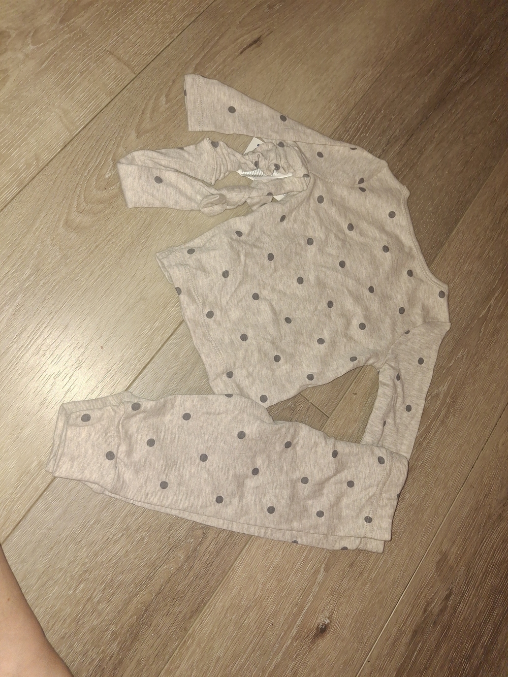 Kids Beige Polka Dot Matching Set - Cozy Neutral Two-Piece